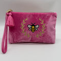 Velvet Tassel Embroidered Wristlet Pouch / Makeup Bag