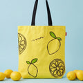 Yellow Lemon Embroidered Canvas Tote Bag