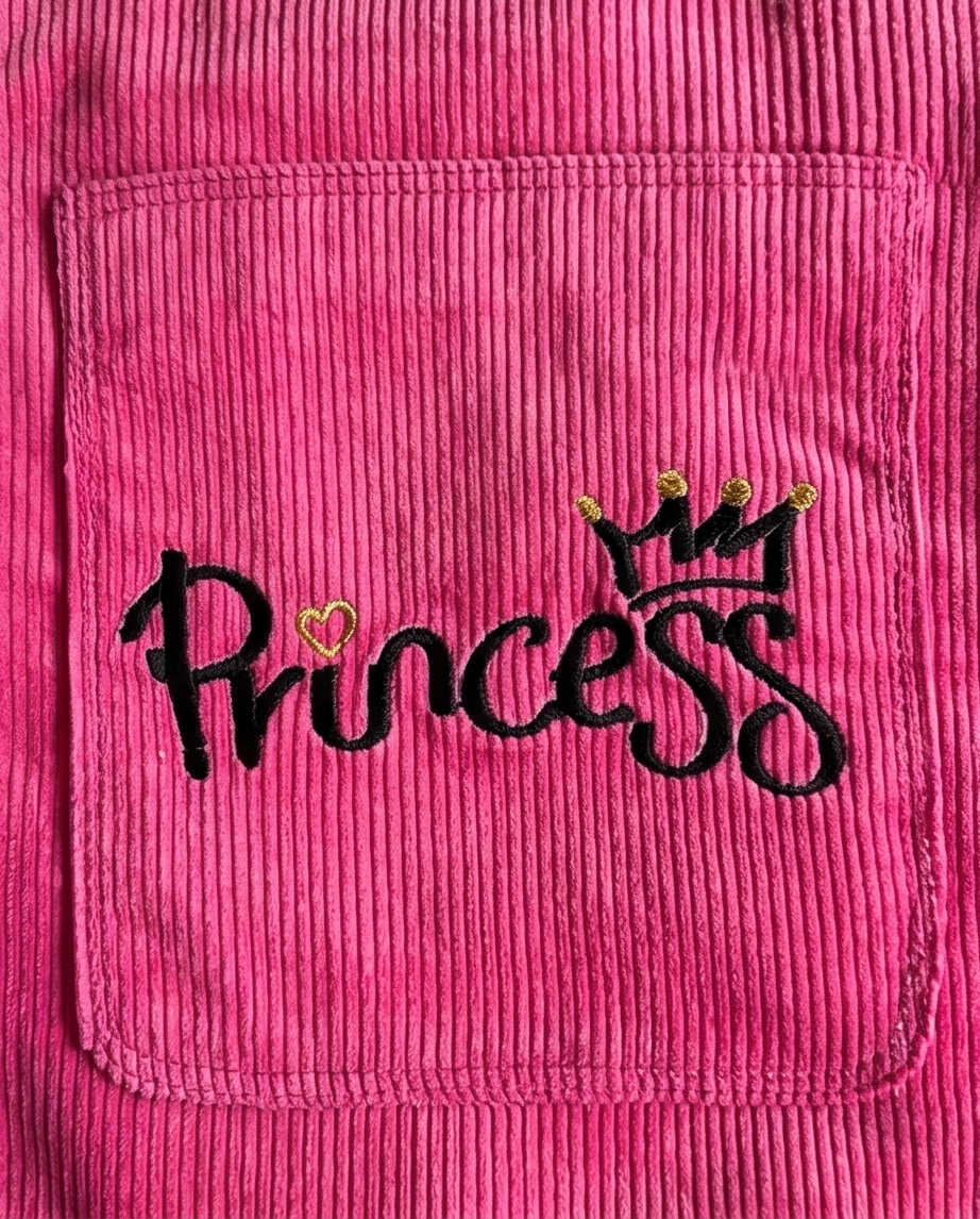 Princess Embroidered Corduroy Tote Bag