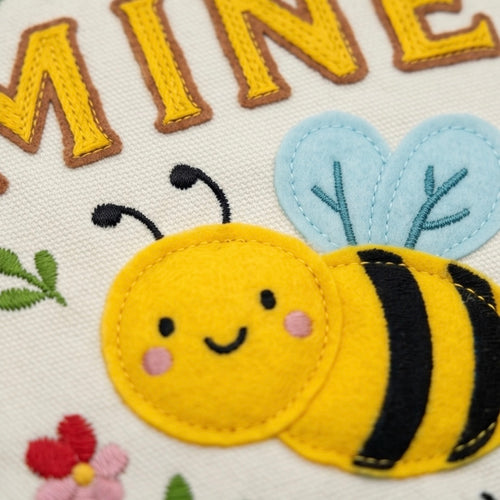 "Bee Mine" Embroidered Canvas Wall Banner