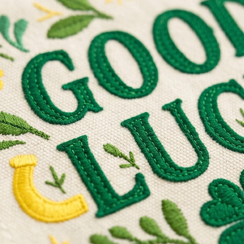 "Good Luck" Embroidered Canvas Wall Banner