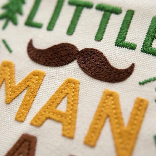 "Little Man Cave" Embroidered Canvas Wall Banner