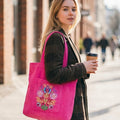 Floral Embroidered Corduroy Tote Bag