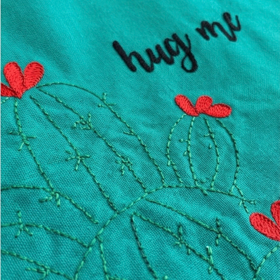 Cactus Embroidered Canvas Tote Bag