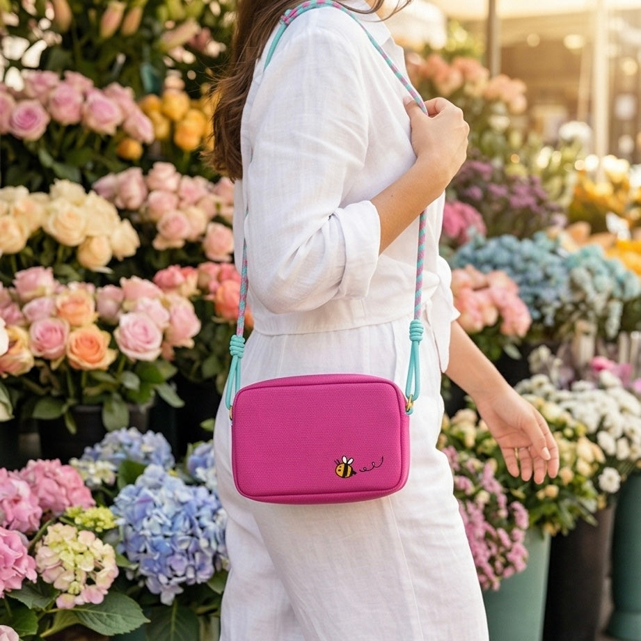 Mini Embroidered Canvas Crossbody Camera Bag