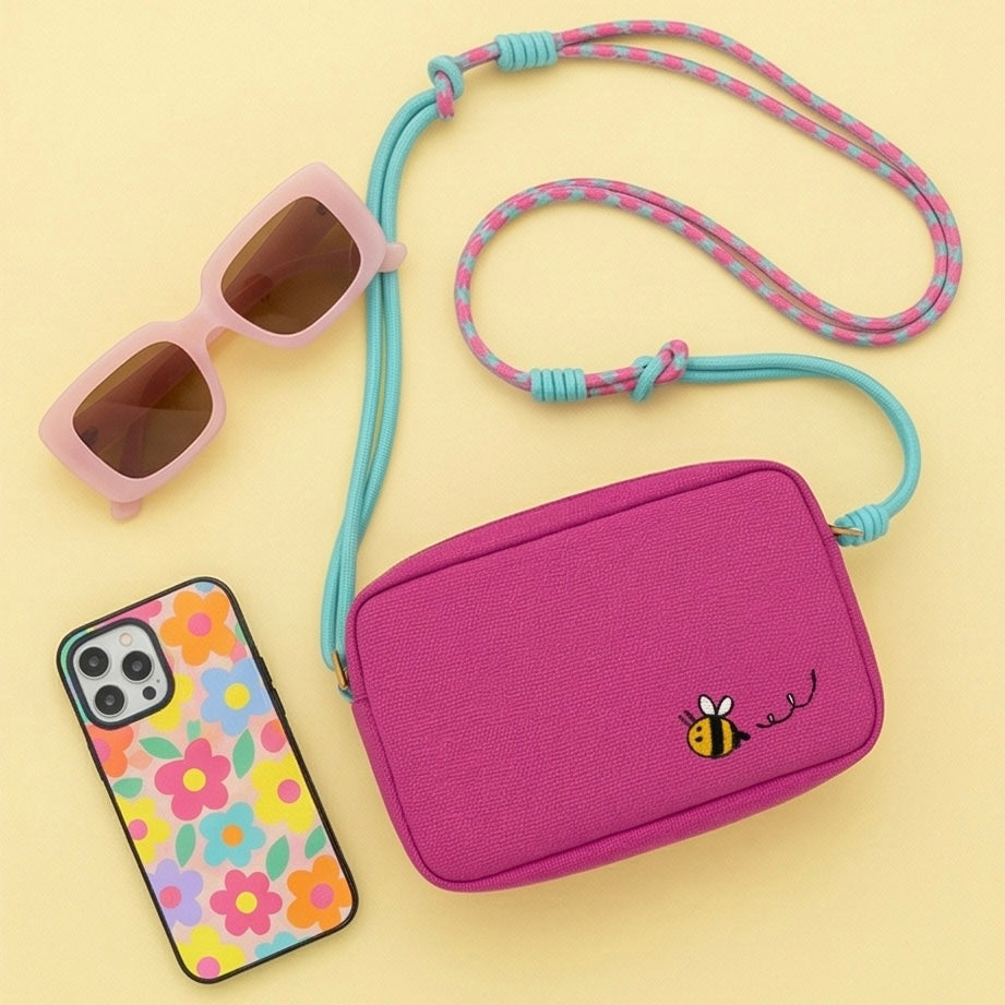 Mini Embroidered Canvas Crossbody Camera Bag