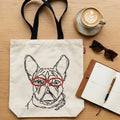 Bulldog Embroidered Canvas Tote Bag