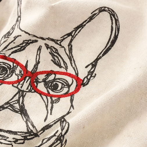 Bulldog Embroidered Canvas Tote Bag